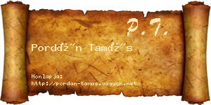 Pordán Tamás névjegykártya